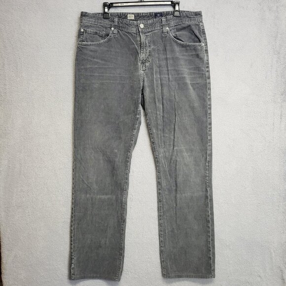 Adriano Goldschmied Pants Mens 36x32 Gray Corduroy The Protege Straight Leg USA - Picture 1 of 12